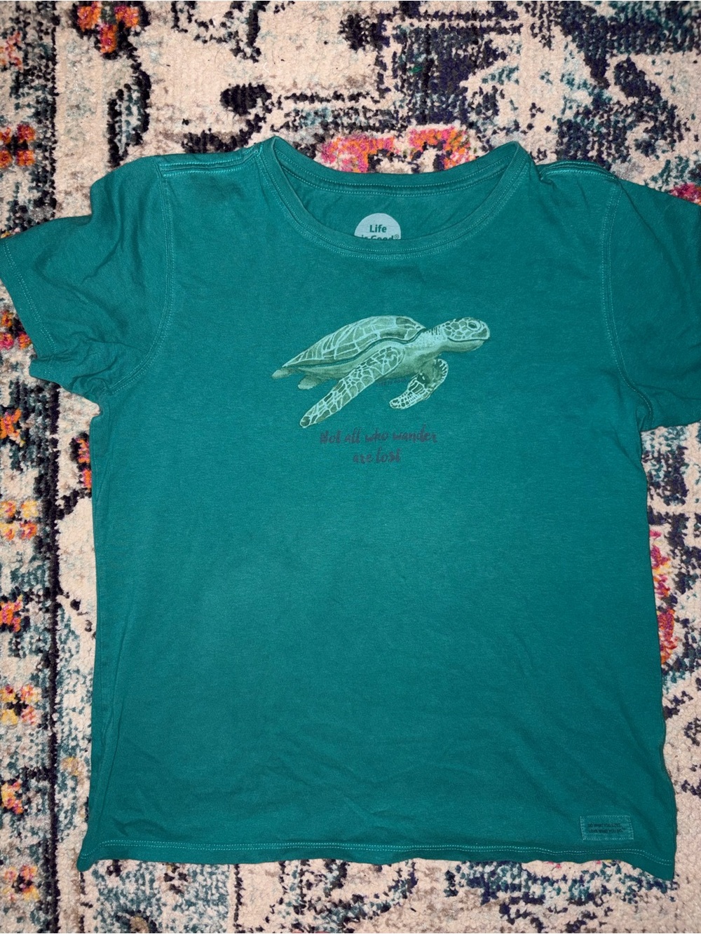 Life Is Good Teal Sea Turtle Graphic T-Shirt